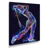 Neon Gold Player Striking - Sport Golf Canvas Wall Art