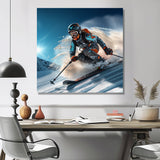 Descending The Mountain In Speed And Style I - Skiing Canvas Wall Art