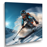 Descending The Mountain In Speed And Style I - Skiing Canvas Wall Art