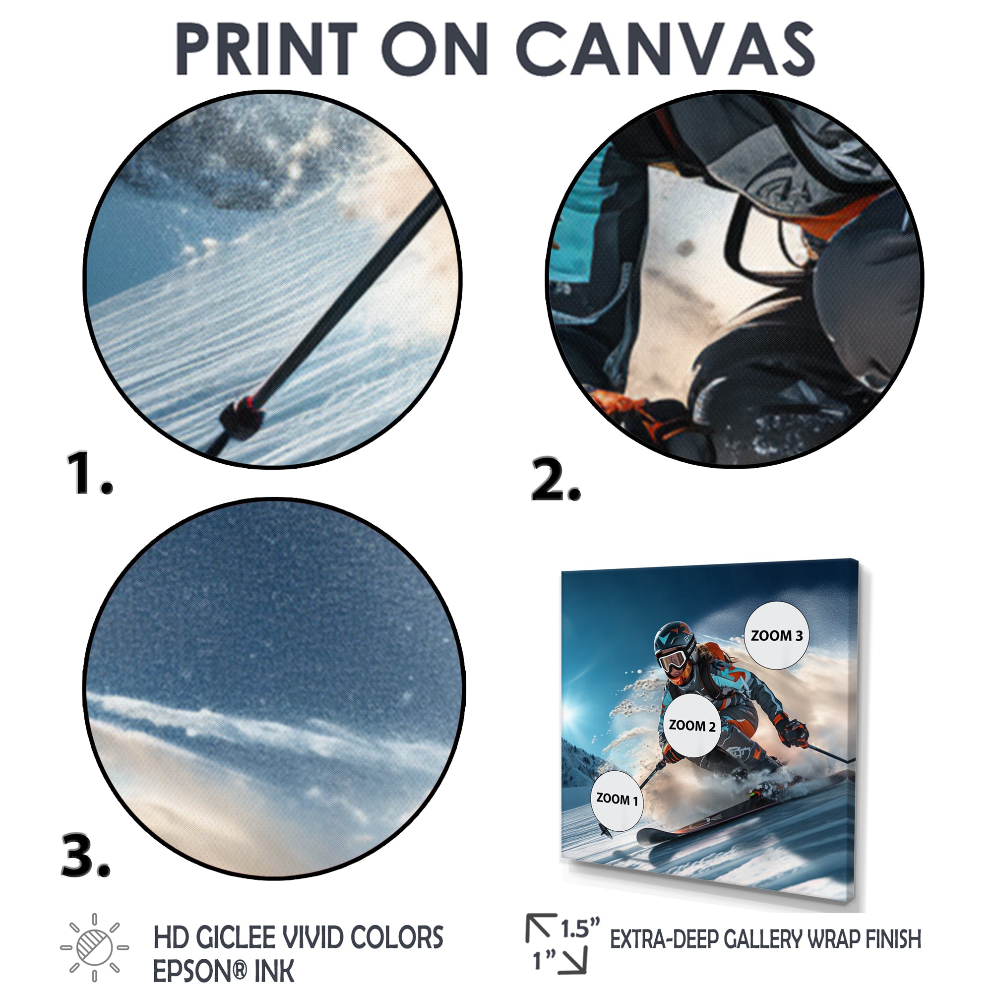 Descending The Mountain In Speed And Style I - Skiing Canvas Wall Art