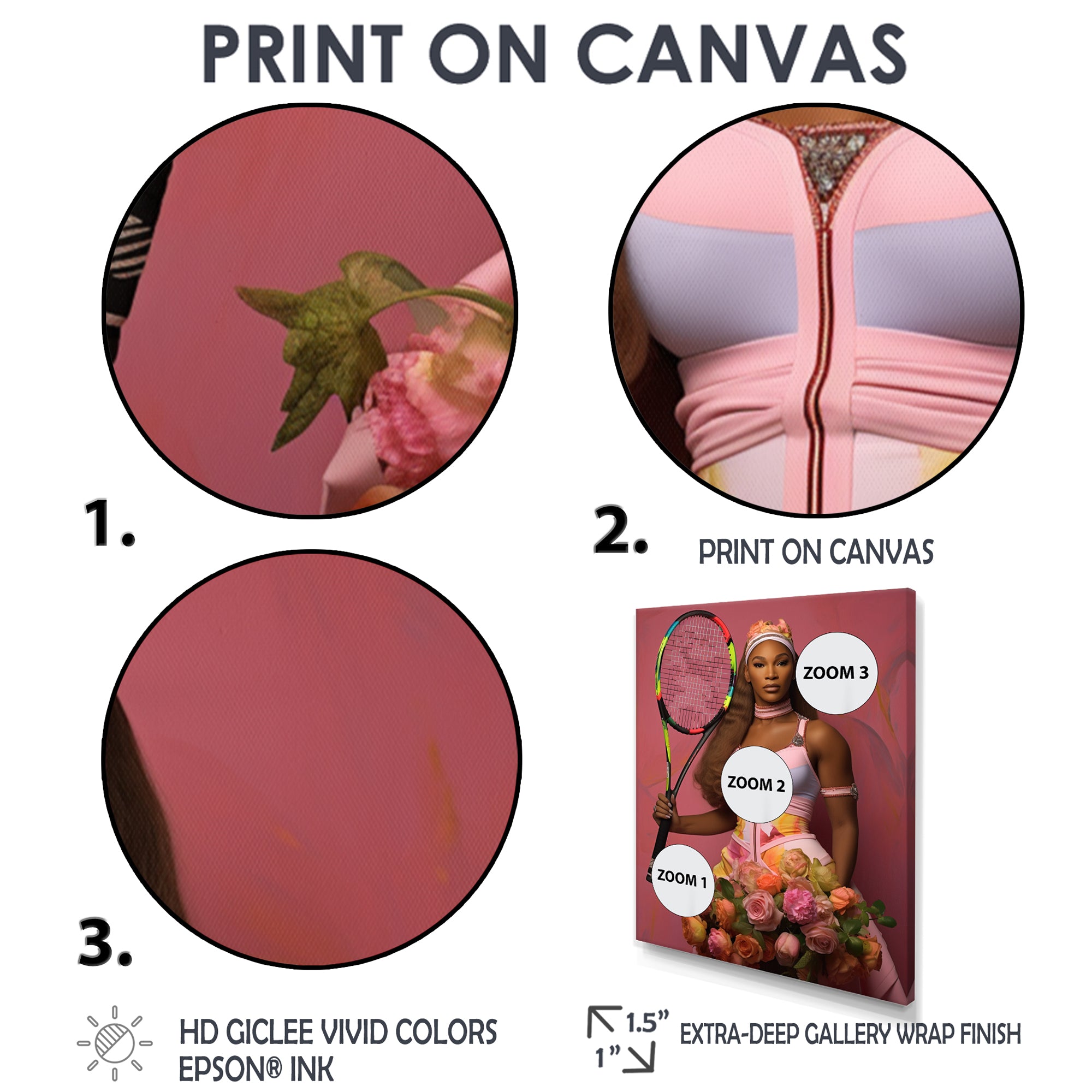 Serene With Pink Roses And Tennis Racket - Sport Tennis Canvas Wall Art