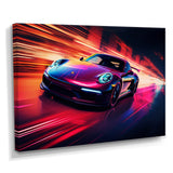 Futuristic Fuchsia High Speed Porsche - Car Exotic Canvas Wall Art