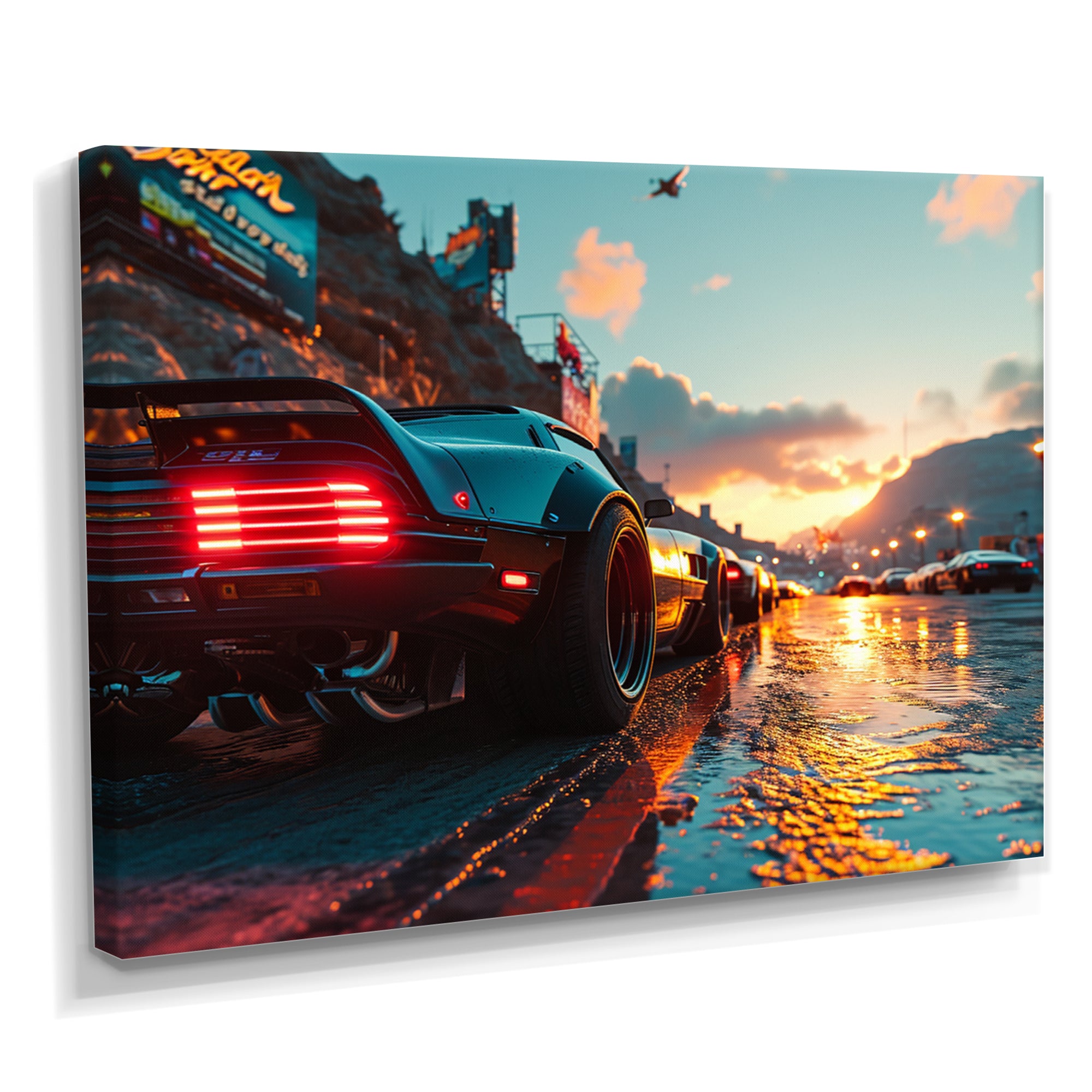 High Speed Sportscar Monaco Street Race - Car Exotic Canvas Wall Art
