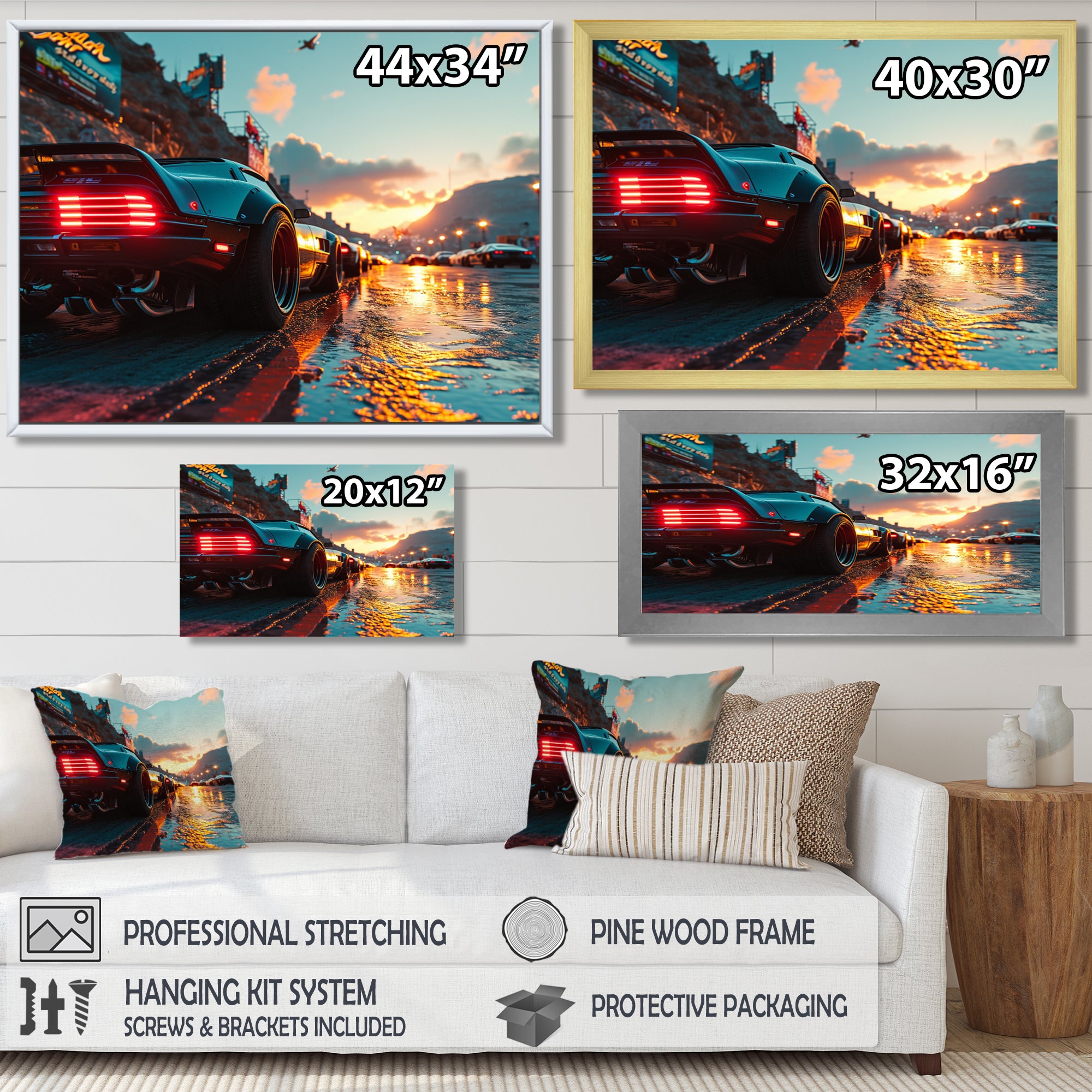 High Speed Sportscar Monaco Street Race - Car Exotic Canvas Wall Art