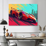 High Speed Retro Red Sports Car - Car Exotic Canvas Wall Art