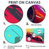 High Speed Retro Red Sports Car - Car Exotic Canvas Wall Art