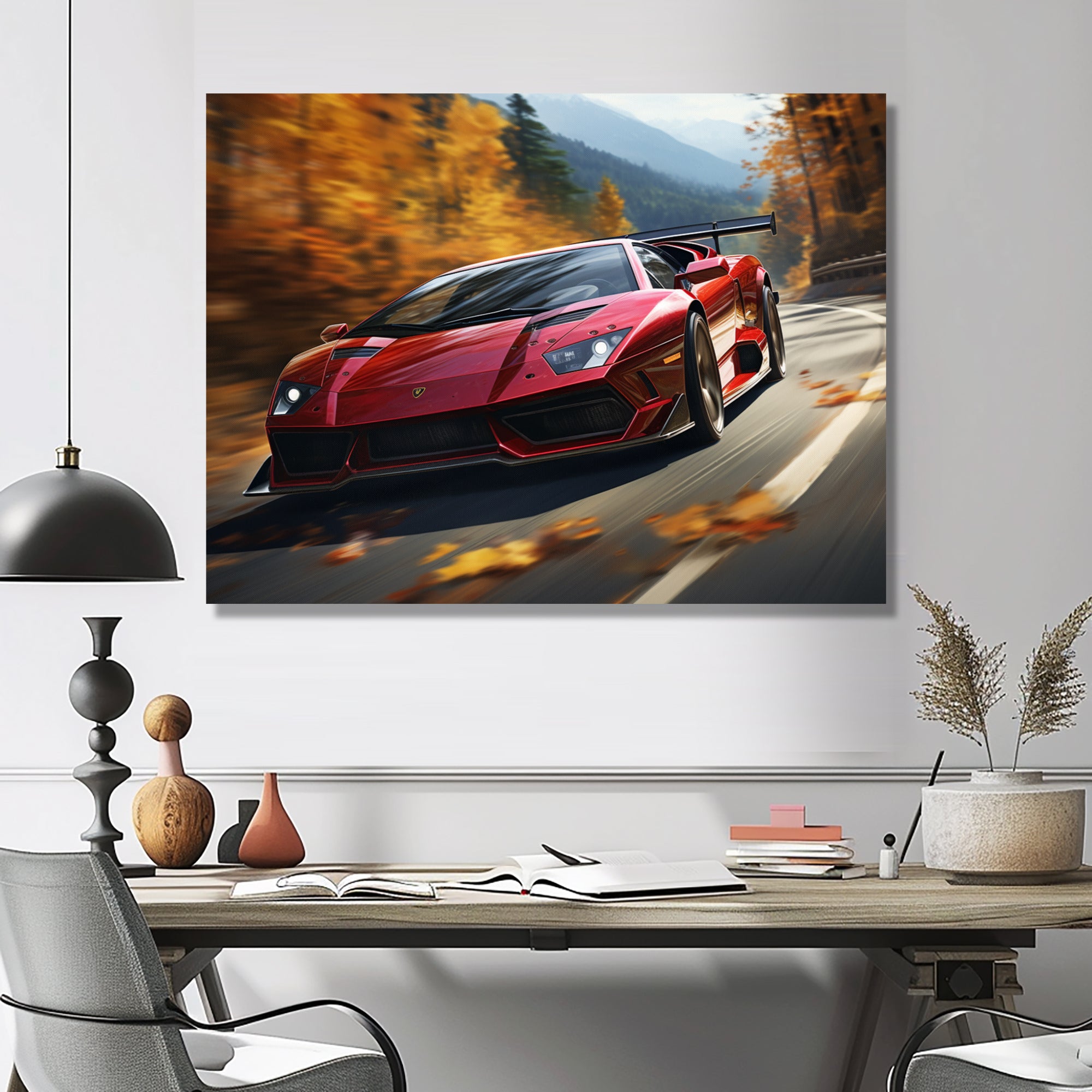 Lamborghini Diablo Highway Red - Car Exotic Canvas Wall Art