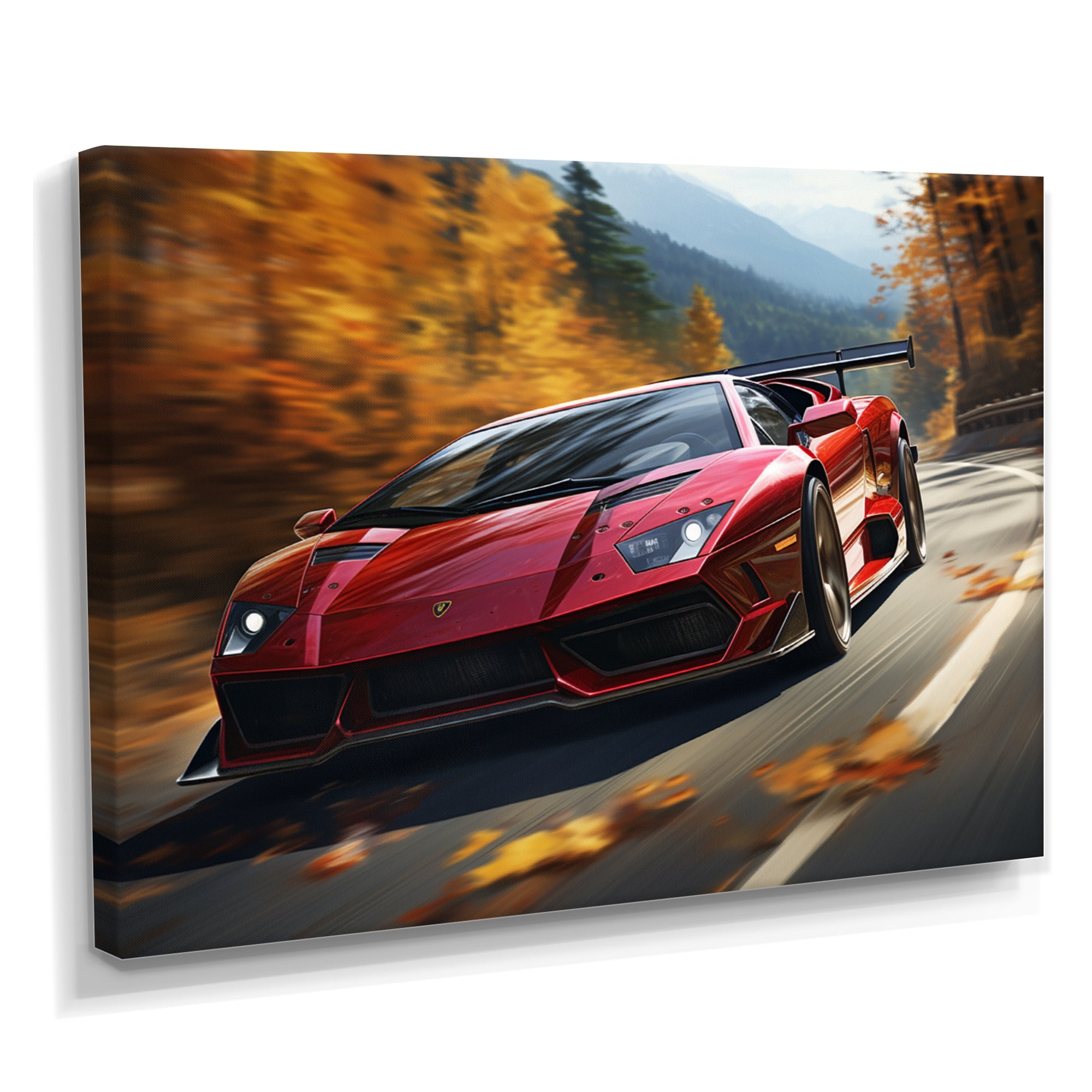 Lamborghini Diablo Highway Red - Car Exotic Canvas Wall Art