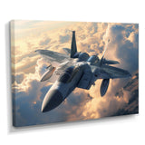 Fighter Jet In Action Above The Clouds - Train Canvas Wall Art
