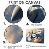 Fighter Jet In Action Above The Clouds - Train Canvas Wall Art