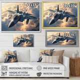 Fighter Jet In Action Above The Clouds - Train Canvas Wall Art