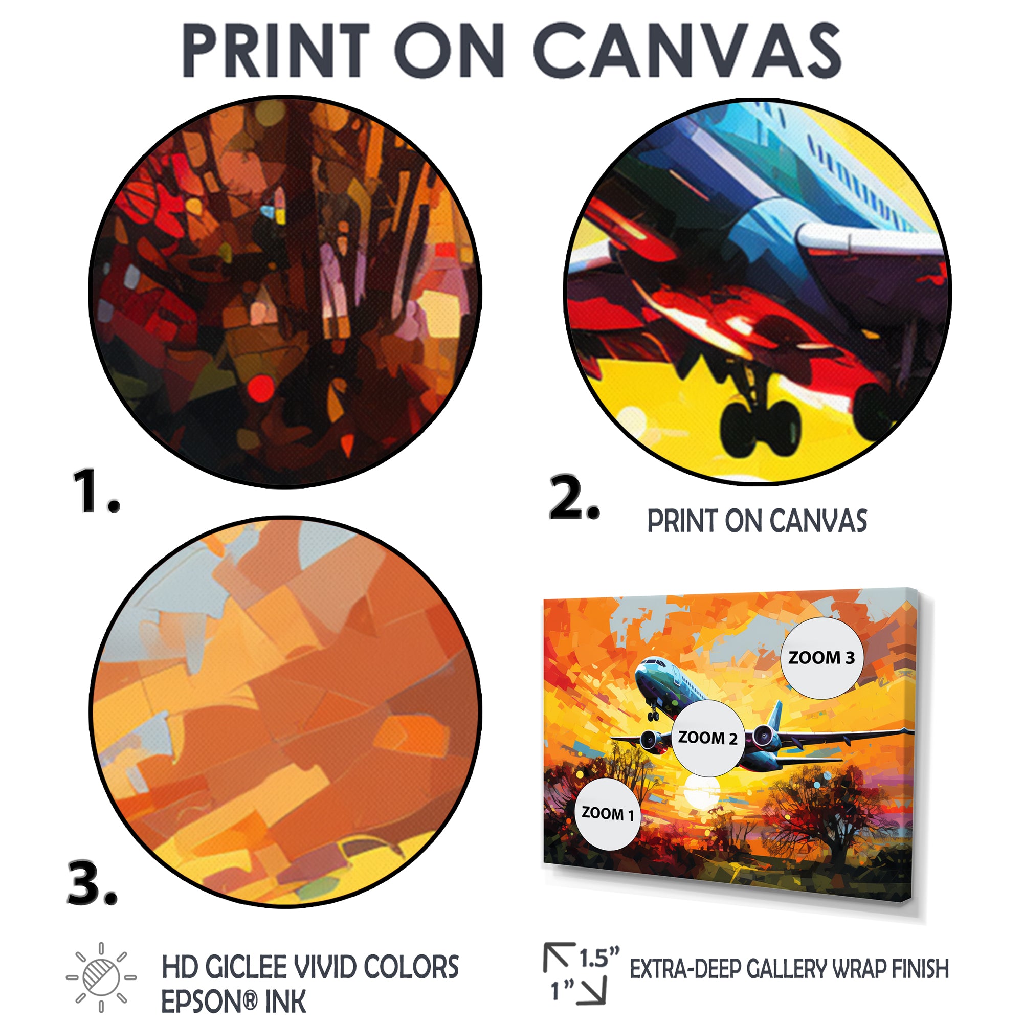 Airliner Taking Off In The Autumn Sunset - Train Canvas Wall Art