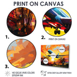 Airliner Taking Off In The Autumn Sunset - Train Canvas Wall Art