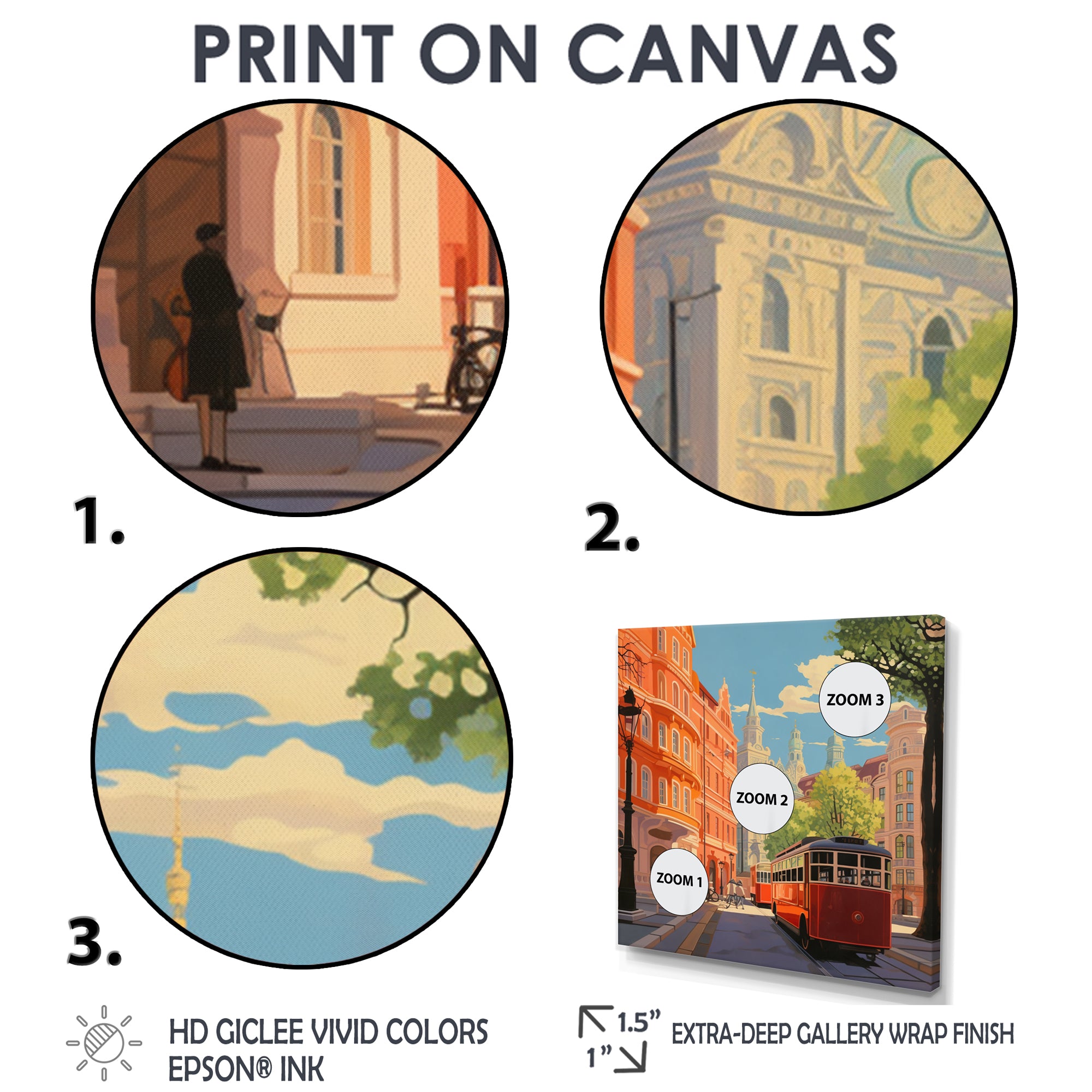 Vintage Tram in Sunny Barcelona - Train Canvas Wall Art