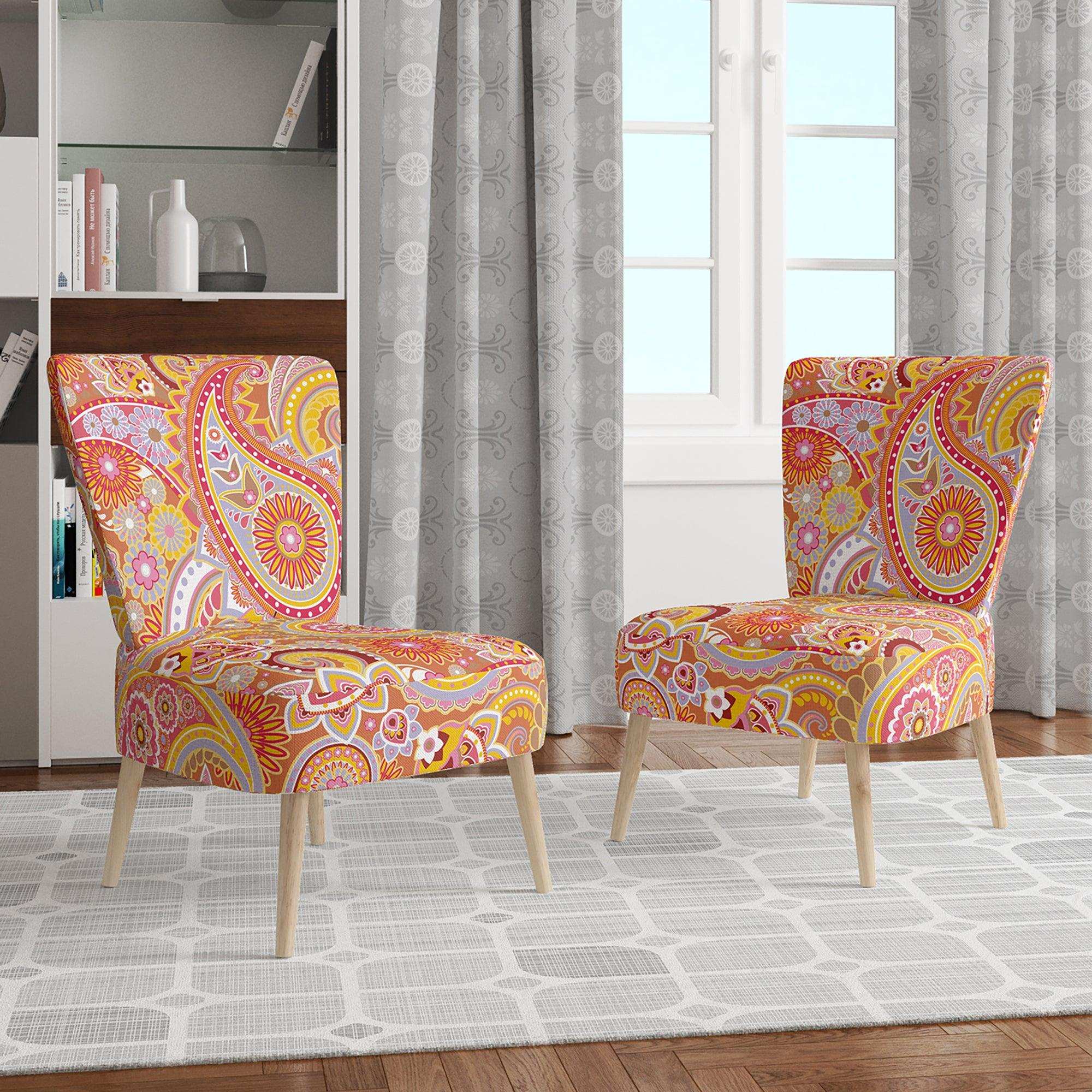 Pattern Based on Traditional Asian Elements Mid-Century Accent Chair