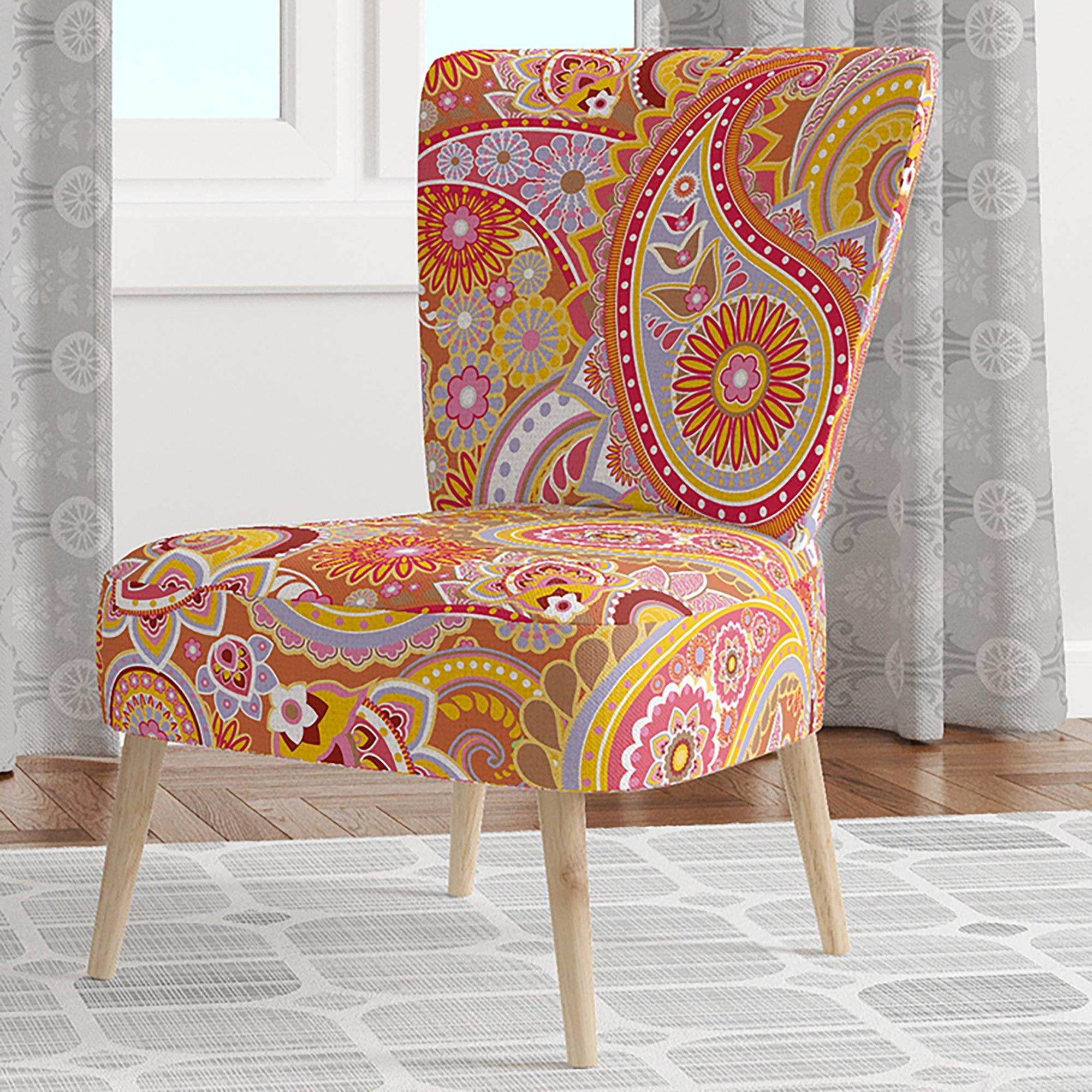 Pattern Based on Traditional Asian Elements Mid-Century Accent Chair