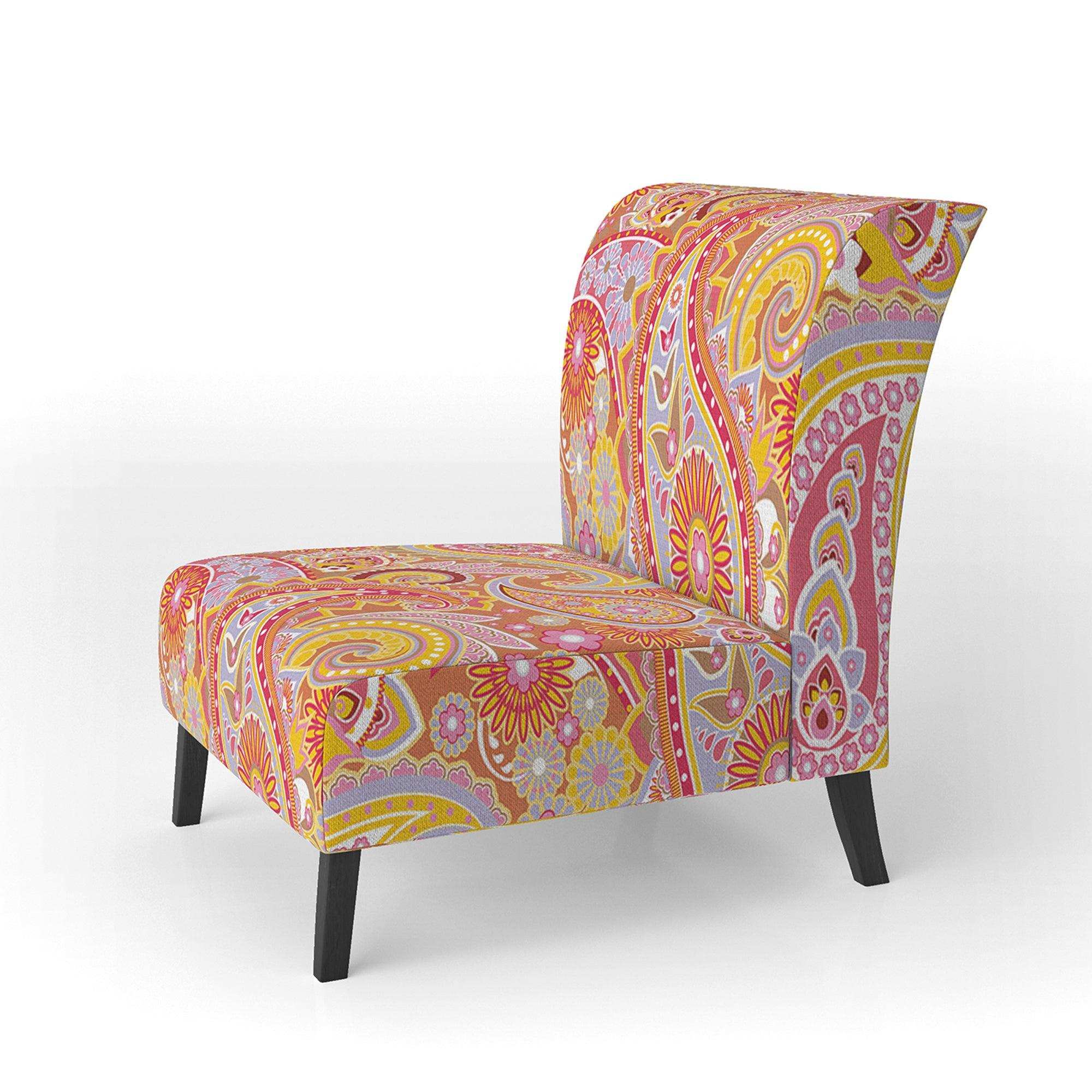 Pattern Based on Traditional Asian Elements Mid-Century Accent Chair