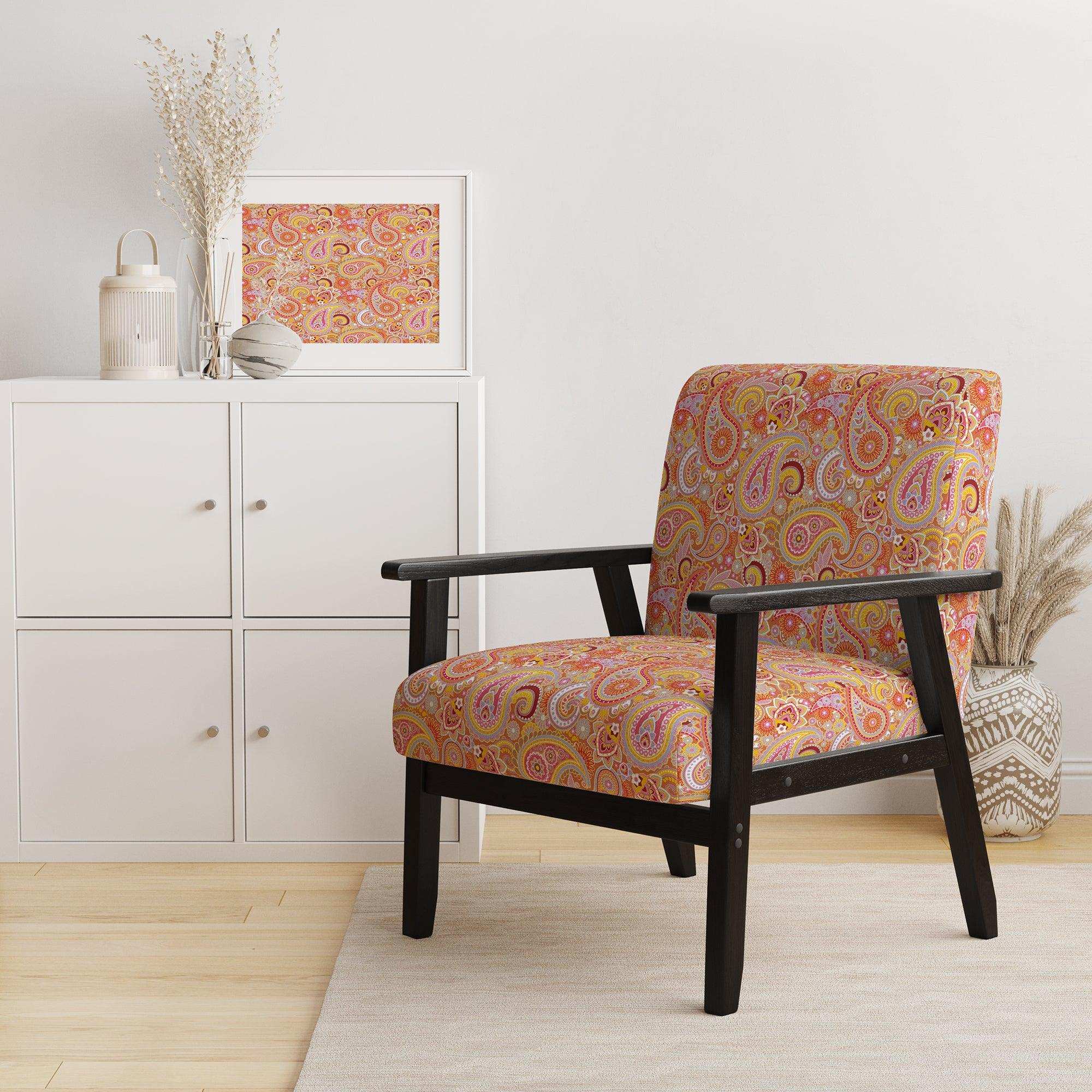 Pattern Based on Traditional Asian Elements Mid-Century Accent Chair