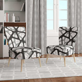 Black and Grey Triangular 3D Texture of Mesh Mid-Century Accent Chair