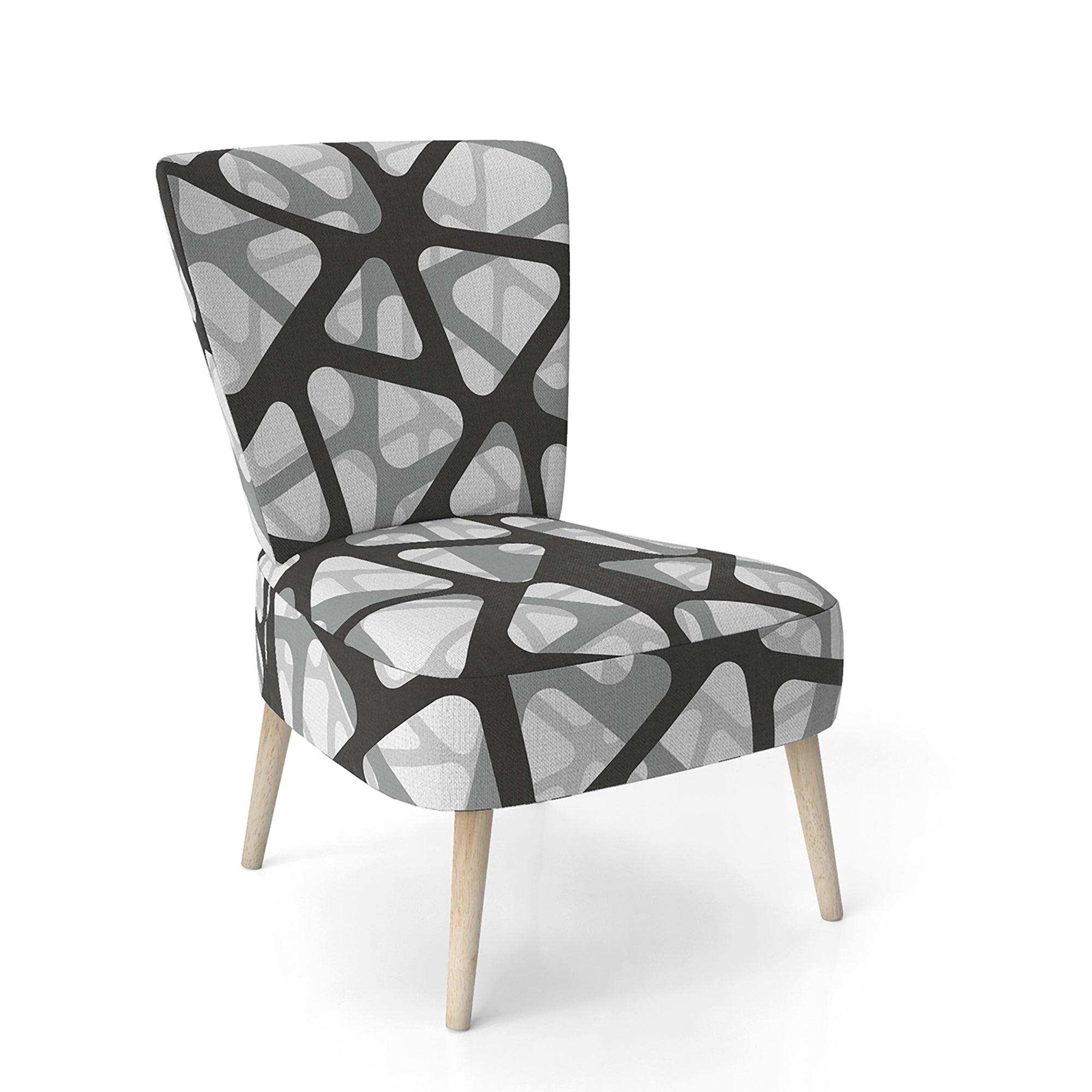 Black and Grey Triangular 3D Texture of Mesh Mid-Century Accent Chair