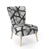 Black and Grey Triangular 3D Texture of Mesh Mid-Century Accent Chair