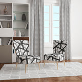 Black and Grey Triangular 3D Texture of Mesh Mid-Century Accent Chair