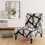 Black and Grey Triangular 3D Texture of Mesh Mid-Century Accent Chair