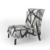 Black and Grey Triangular 3D Texture of Mesh Mid-Century Accent Chair