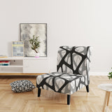 Black and Grey Triangular 3D Texture of Mesh Mid-Century Accent Chair