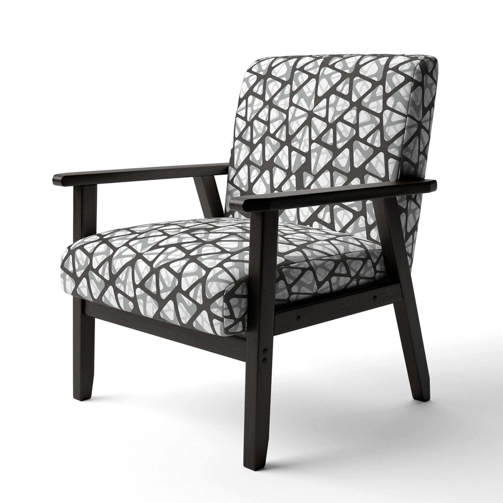 Black and Grey Triangular 3D Texture of Mesh Mid-Century Accent Chair