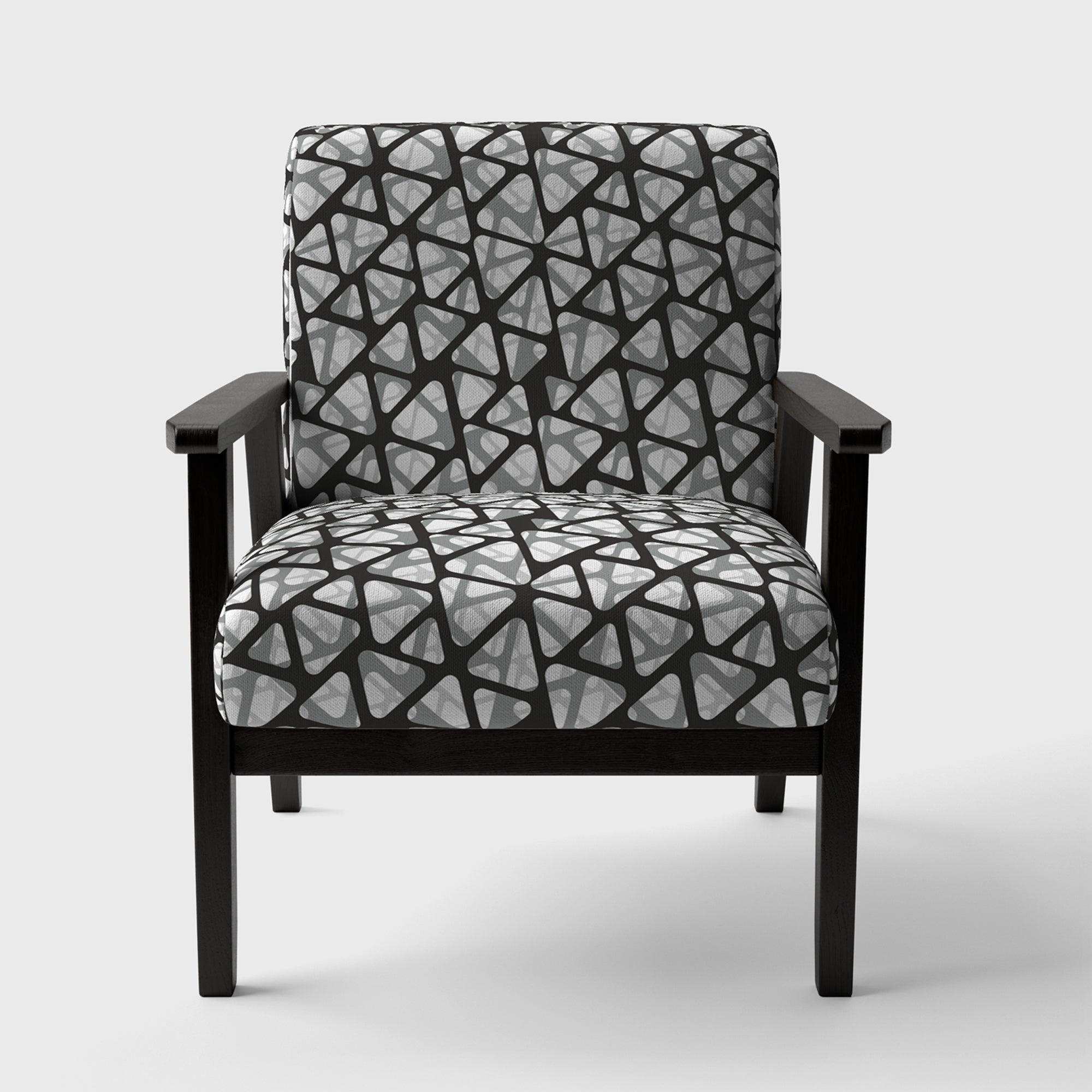 Black and Grey Triangular 3D Texture of Mesh Mid-Century Accent Chair