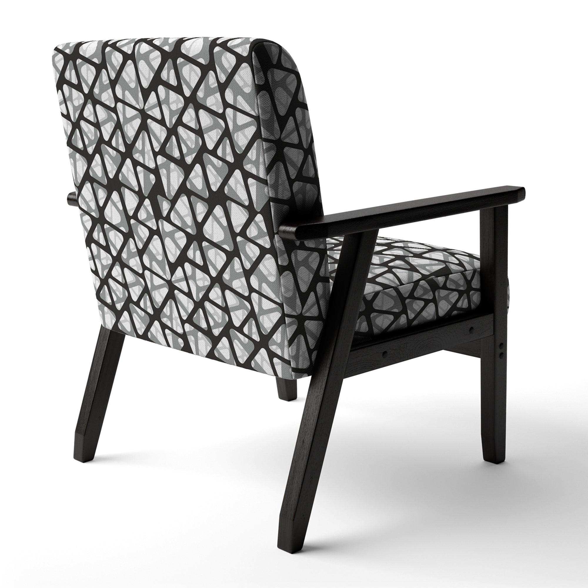 Black and Grey Triangular 3D Texture of Mesh Mid-Century Accent Chair