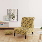 Golden Plaid pattern Mid-Century Accent Chair
