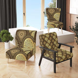 Golden Circular Pattern I Mid-Century Accent Chair