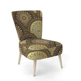 Golden Circular Pattern I Mid-Century Accent Chair