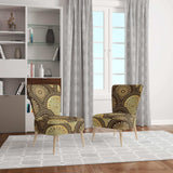 Golden Circular Pattern I Mid-Century Accent Chair