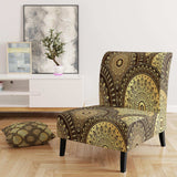 Golden Circular Pattern I Mid-Century Accent Chair