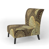 Golden Circular Pattern I Mid-Century Accent Chair