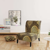 Golden Circular Pattern I Mid-Century Accent Chair