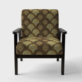 Golden Circular Pattern I Mid-Century Accent Chair