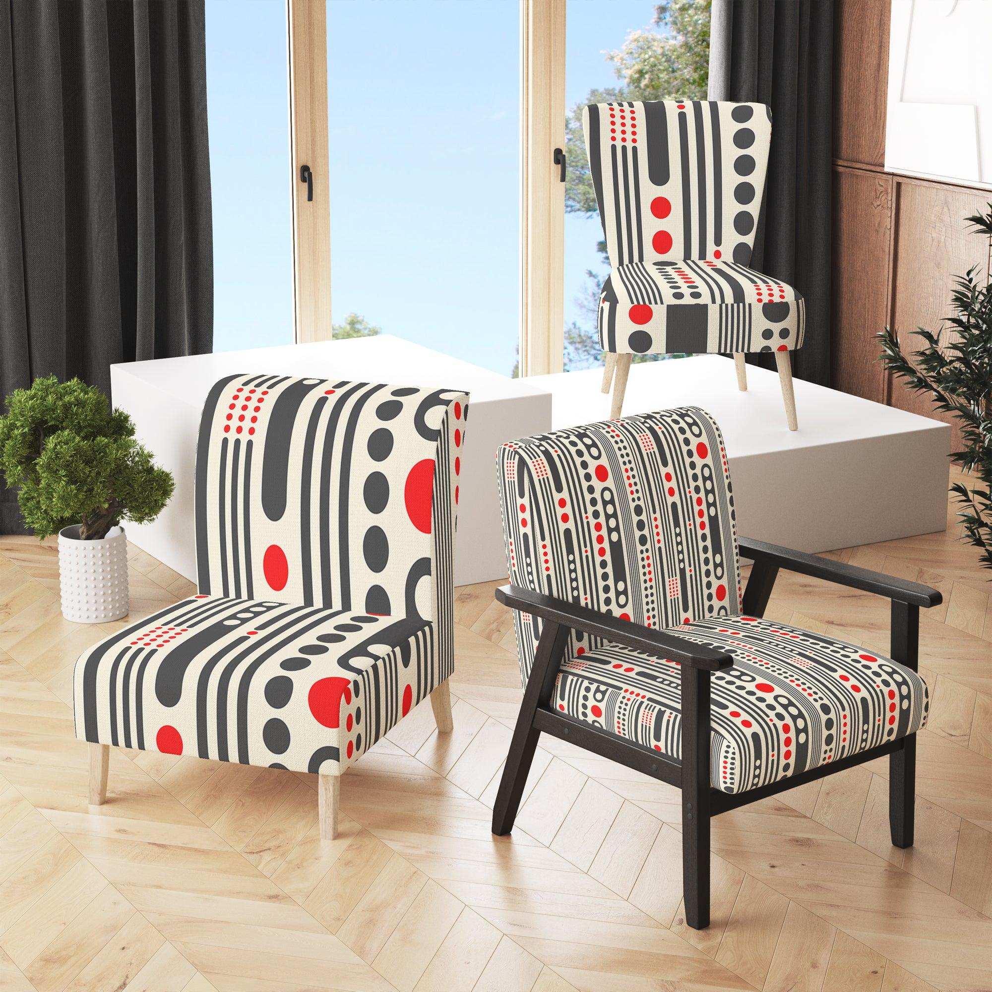 Retro Geometrical Abstract Minimal Pattern II Mid-Century Accent Chair