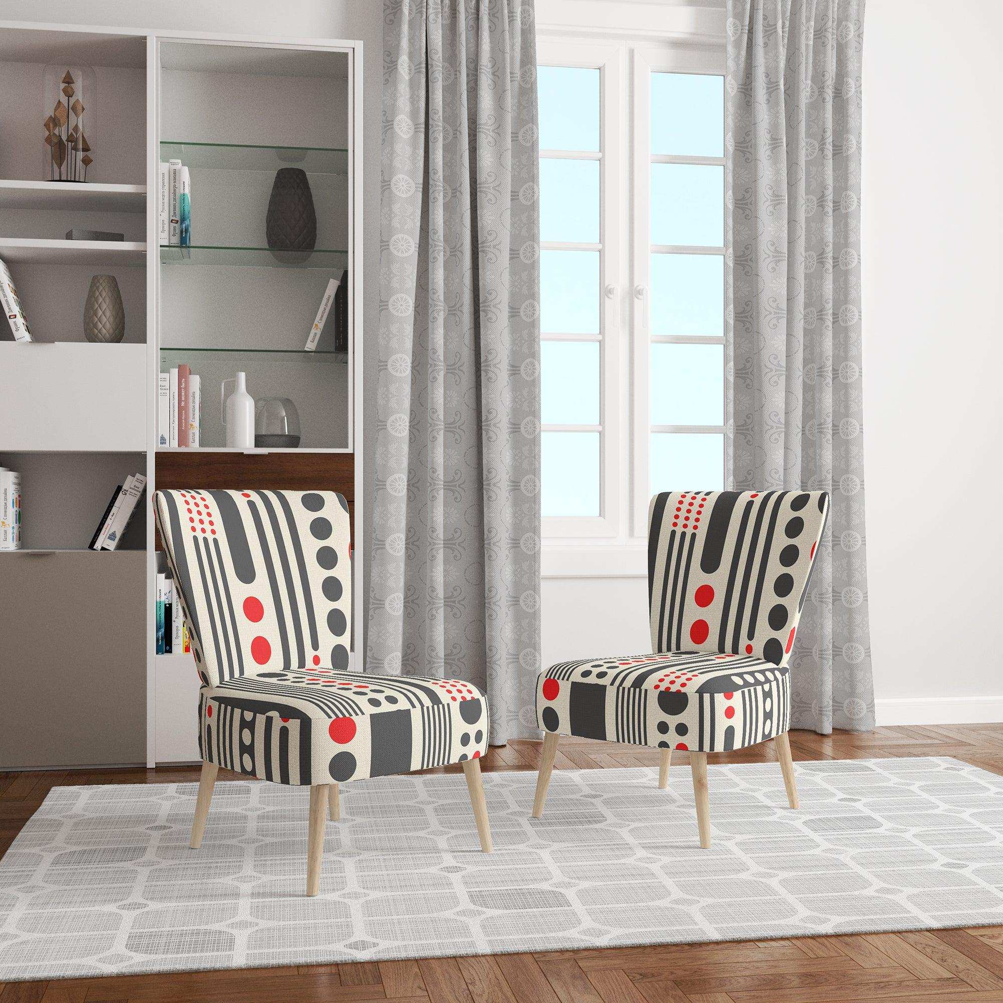 Retro Geometrical Abstract Minimal Pattern II Mid-Century Accent Chair