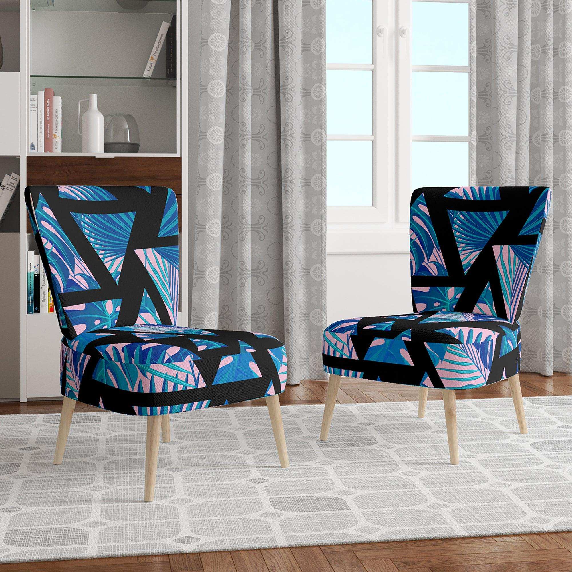 Retro Floral Pattern XIV Mid-Century Accent Chair