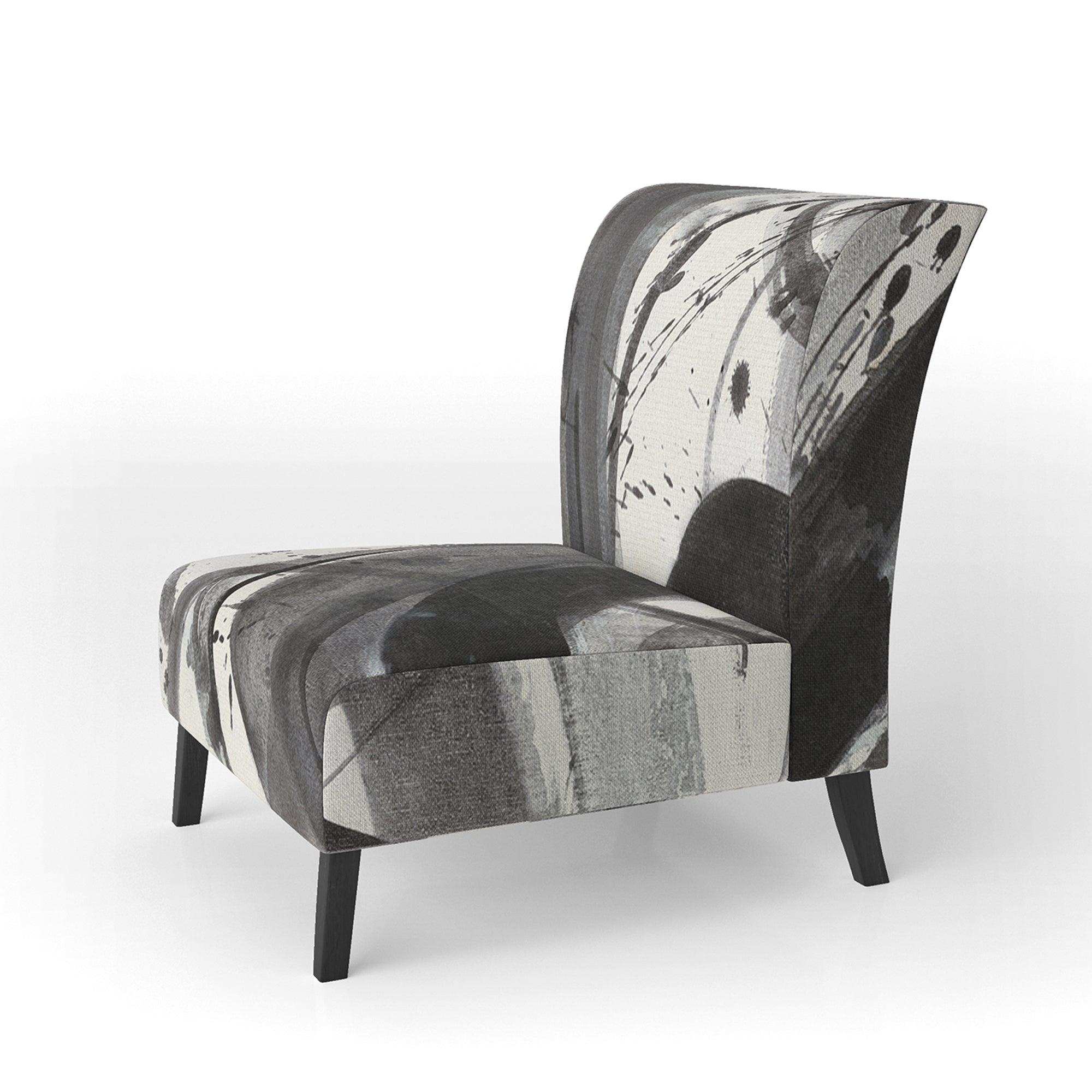 Black and White Minimalistic Painting Modern Accent Chair