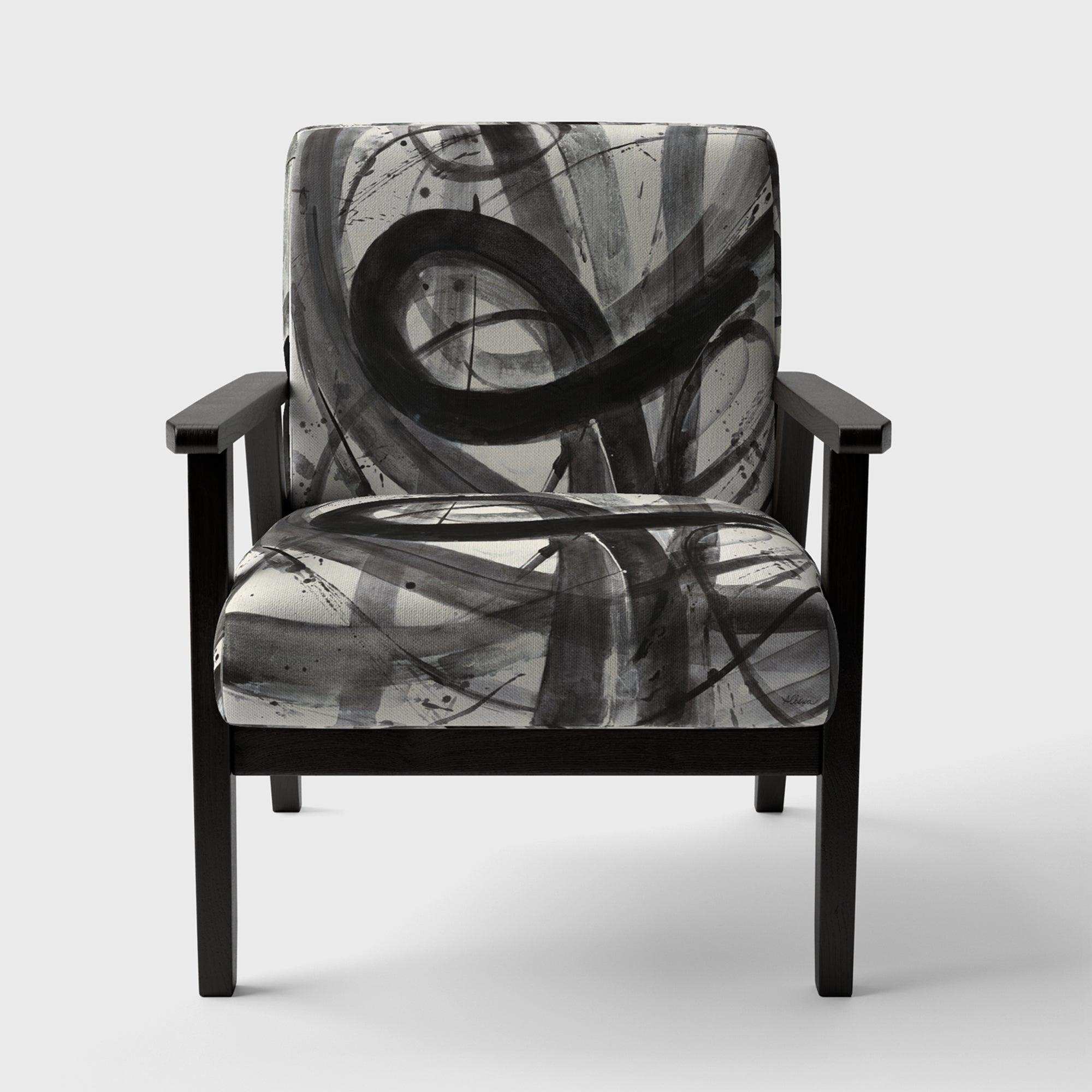 Black and White Minimalistic Painting Modern Accent Chair