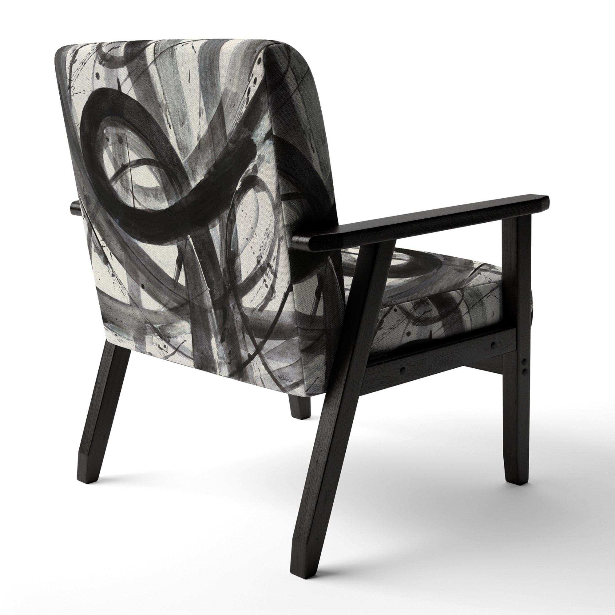 Black and White Minimalistic Painting Modern Accent Chair