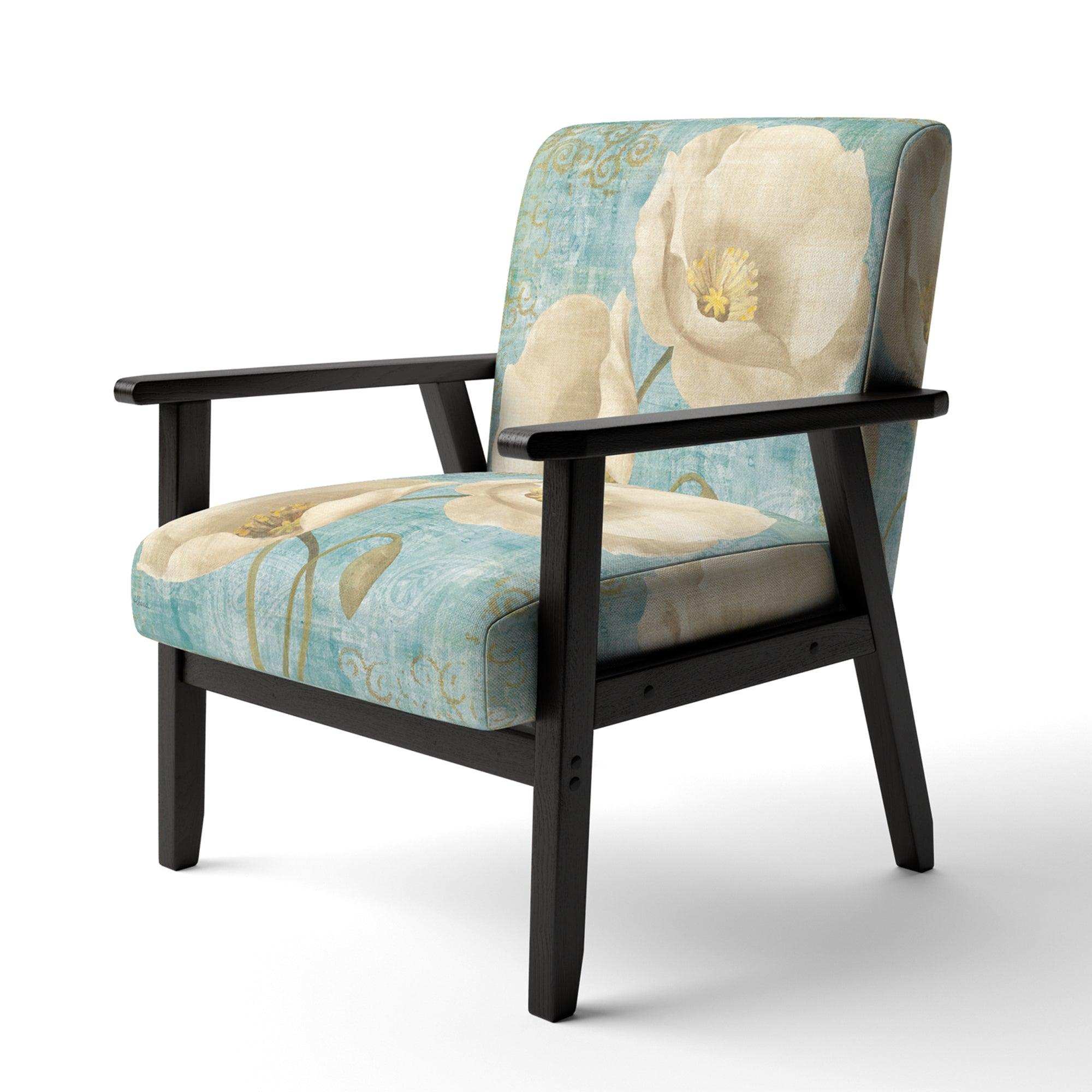 bouquet Poppies on Paisley I Cottage Accent Chair
