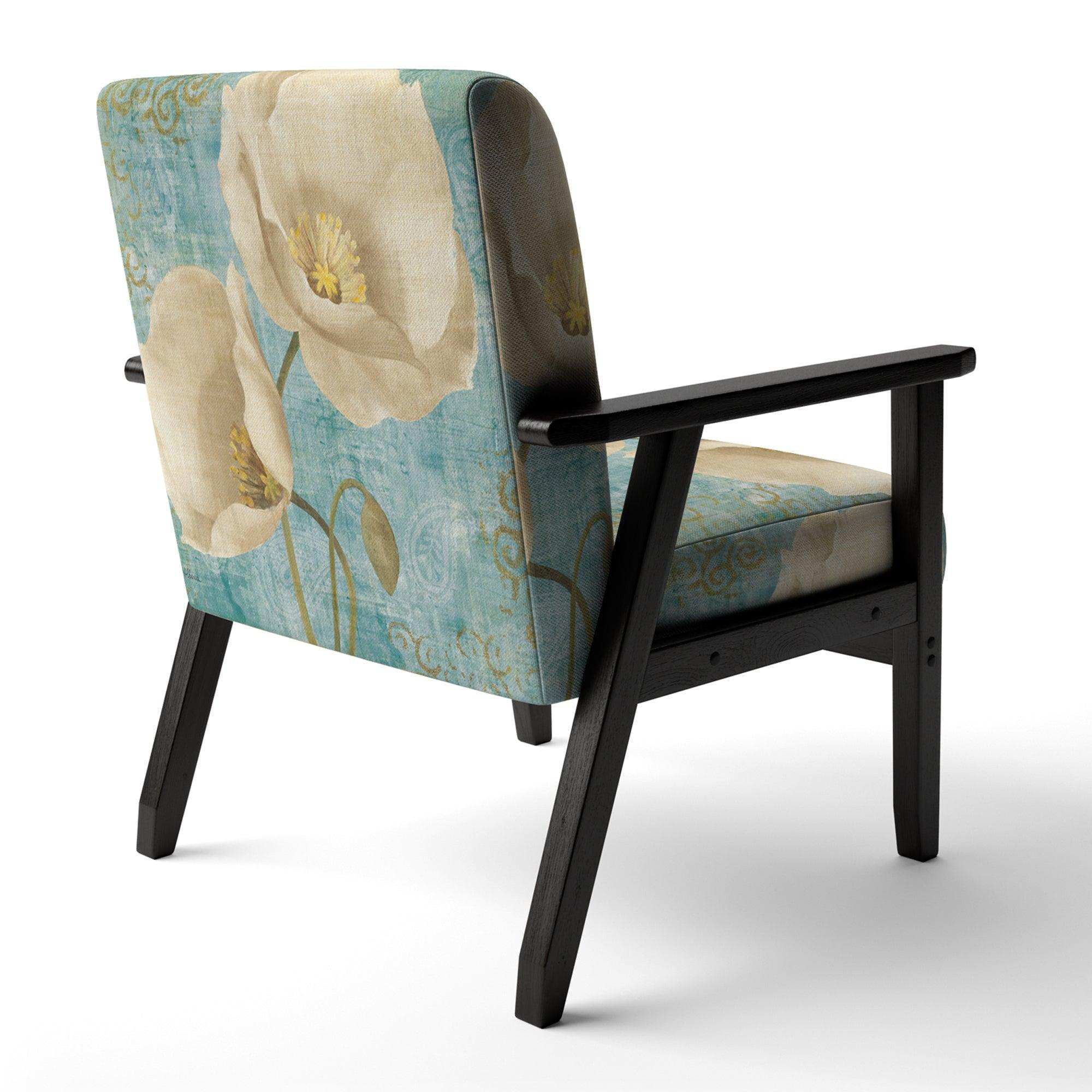 bouquet Poppies on Paisley I Cottage Accent Chair