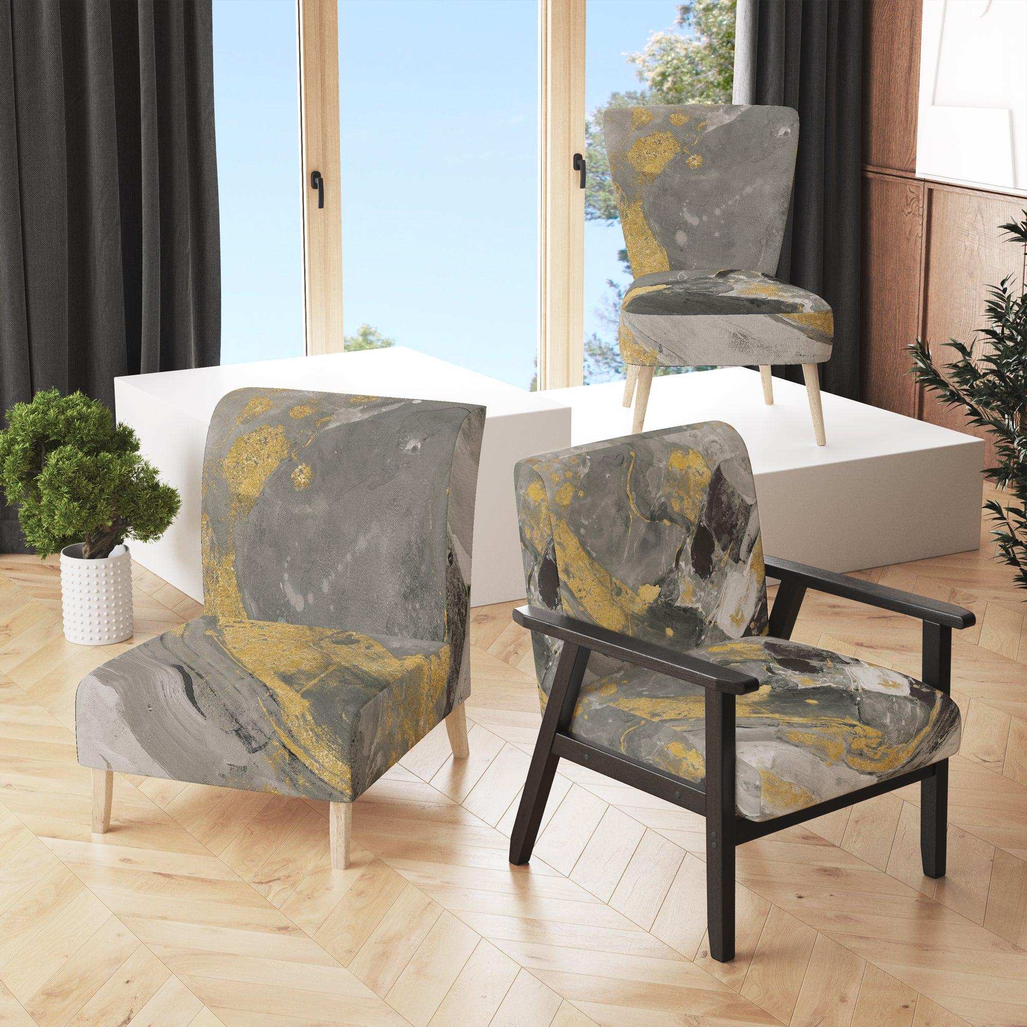 Marble Gold and Black II Modern Accent Chair