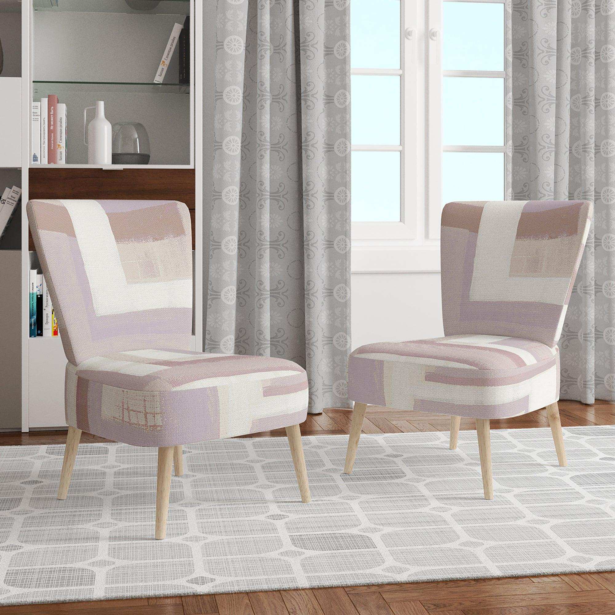 Pink Geometric Form Windows I Transitional Accent Chair